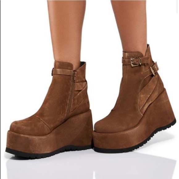 NWT Free People Sabrina Platform Suede Leather Ankle Boot Brown size 10 - Picture 6 of 14